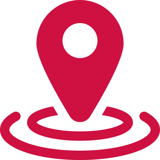 a red location pin with circles